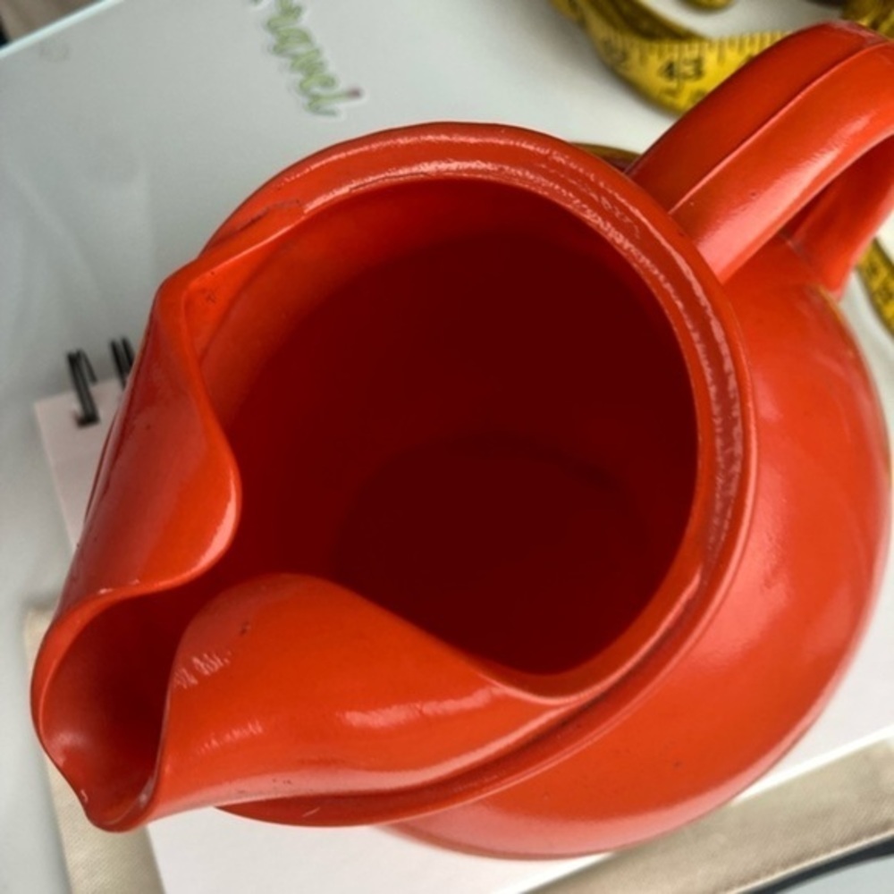 Cool Orange Glass Pitcher Vase Planter Storage MCM CottageCore - Picture 2 of 13